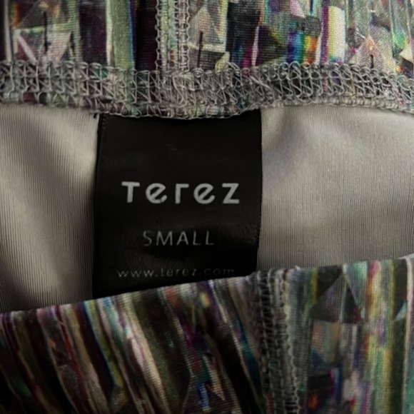 Terez Pants Womens Small Tall Band Leggings Multi Crystalized Broken Glass Print - Picture 6 of 7